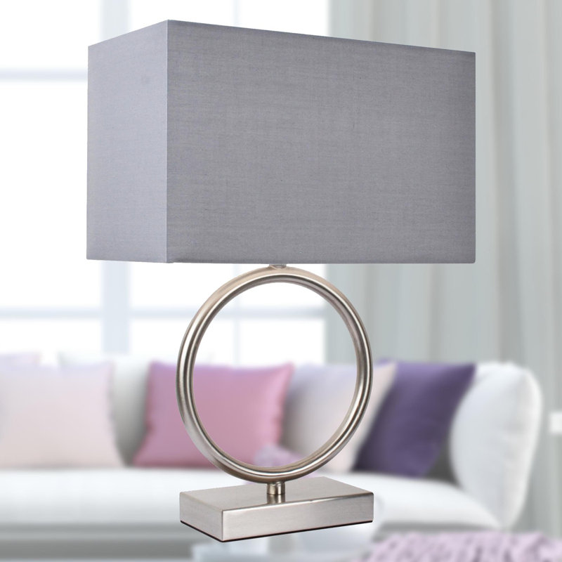 Filiberta 38Cm Polished Chrome Plate Table Lamp, Light Grey