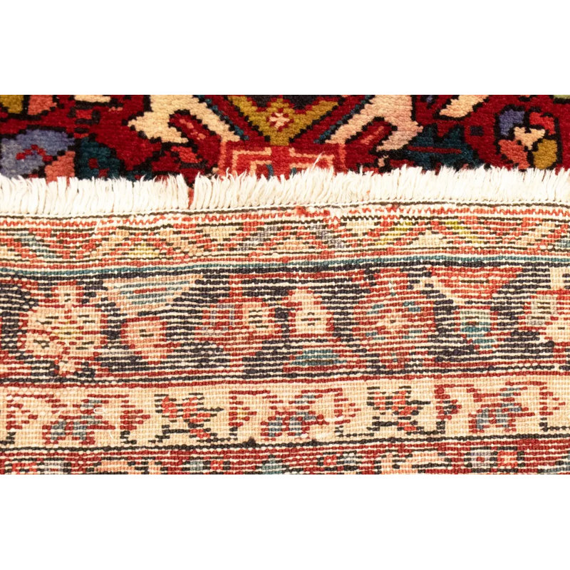 Tapis de couloir oriental vintage rouge à motif géométrique 4 x 11