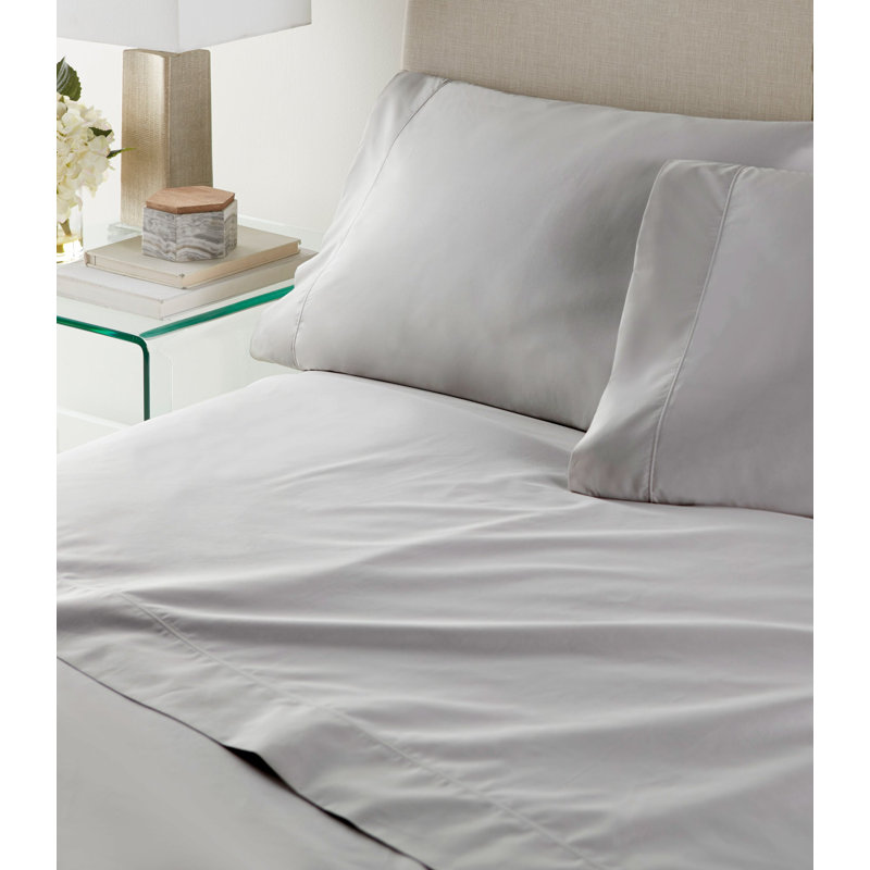 Nile 300 Thread Count Egyptian-Quality Cotton Percale Pillowcases, Standard, Light Gray