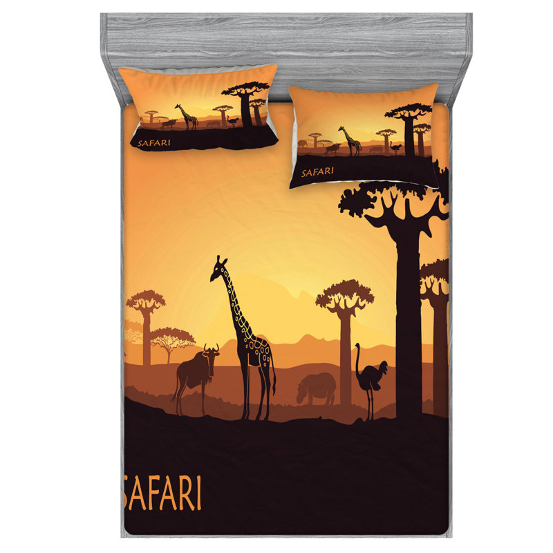 Ensemble de draps Safari, Ensemble de draps pour lit double avec un drap-hou