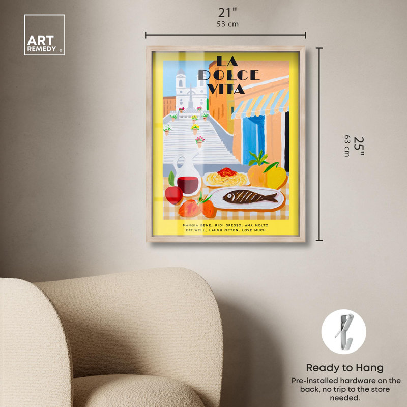 «Joyful Sustention Shadowbox Print Retro Summer Prints» par Art Remedy, H 25 po x l 21 po, Crème, crème