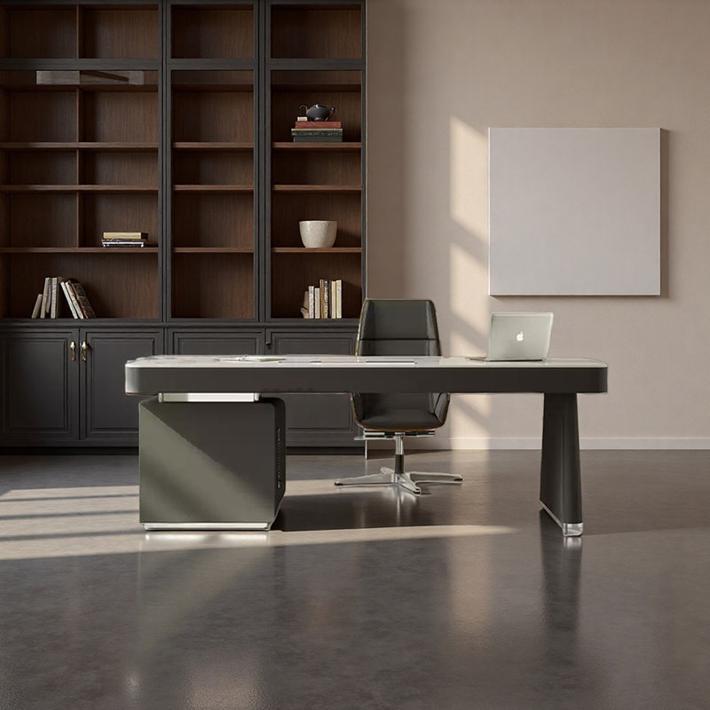Bureau de table en pierre frittée, H 29,53 po x l 55,12 po x P 27,56 po