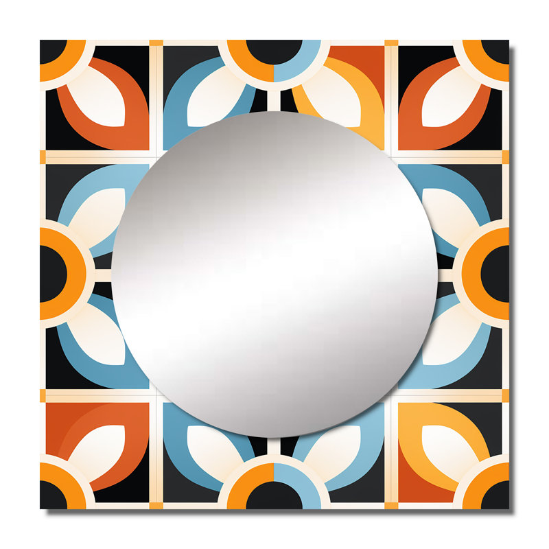 Motif de mosaïque rustique - art de miroir mural carré moderne, 36 po x 36 po