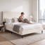 Structure de lit plateforme tapissier grand format sans sommier beige-130085743-130085745