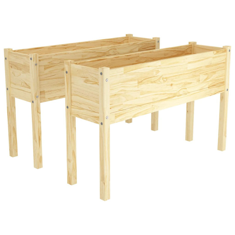 Alastaire Wood Planter Box, Light Brown, 70cm H x 70cm W x 70cm D