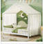 Lit Montessori au sol avec baldaquin, cadre de lit enfant en forme de maison avec hautes barrières, lit enfant en bois avec toit, taille standard-1549407756-1549407757
