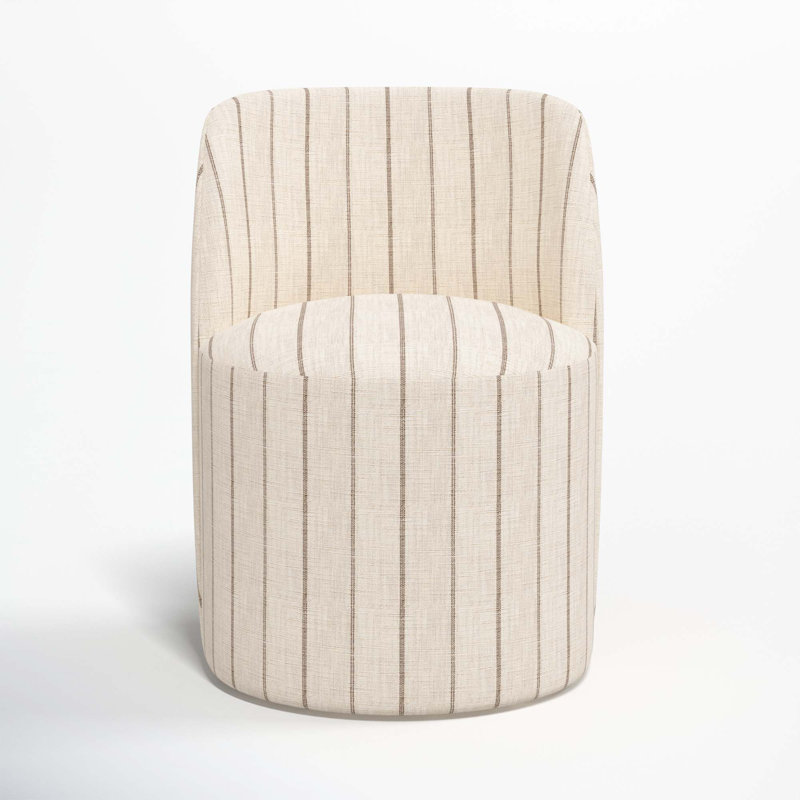 Begonia Upholstered Solid Wood Dining Chair, Fritz Charcoal Stripe