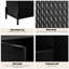 Armoire noire moderne à 2 portes avec une finition ultrabrillante et un support en métal, idéale pour plusieurs pièces, des détails dorés à rayures, une structure stable et des pieds thermolaqués, une apparence minimaliste