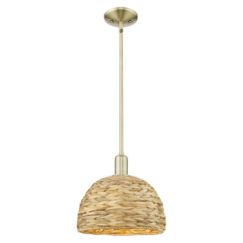 Arcadia - Alyxandrea - Mini-luminaire suspendu 1 tige 12 po, H 11,38 po x l 12 po x P 12 po, Laiton antique