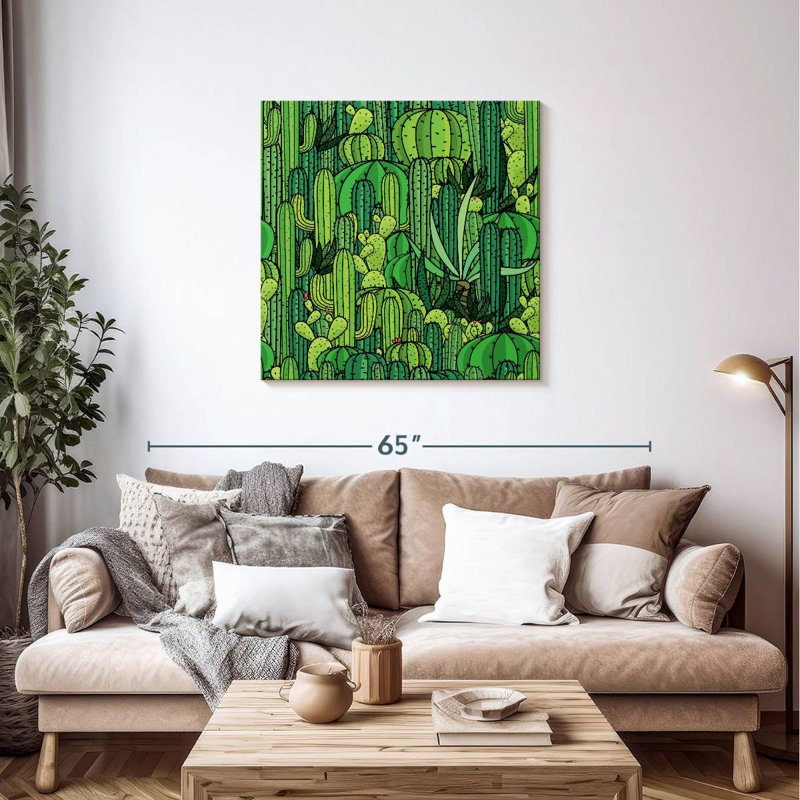 Harnek Green Cactus Pattern, 36" H x 36" W