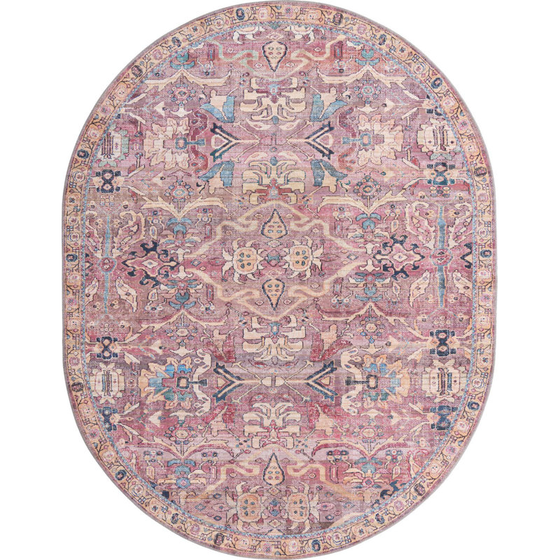 Washable Floral Indoor Rug, Oval 7'10" x 10'