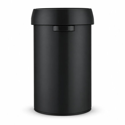 Poubelle commerciale Home Zone Living de 60 litres (16 gallons), ronde, à ouverture supérieure, couvercle amovible, en acier inoxydable, noir mat