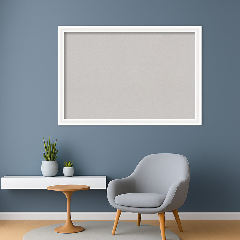Tableau blanc à panneau étroit en bois Oliver, H 27 po x l 39 po, Gris