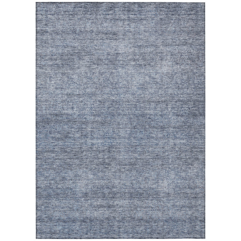 Tapis extérieur lavable abstrait bleu ciel et ivoire 10 pi x 14 pi