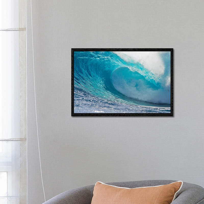Lunging Waves II, Sout Pacific Ocean, Tahiti, French Polynesia by Panoramic Images - Print on Canvas, Black Floater Framed