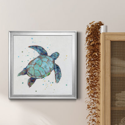 " Bubbly Blue Turtle I " Painting Print