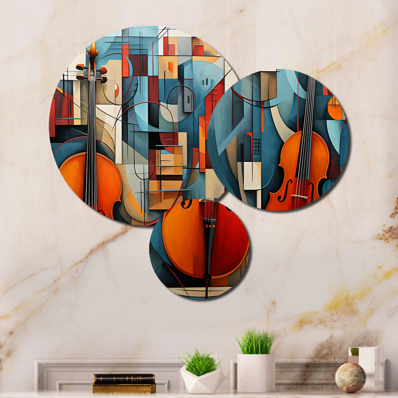 Ensemble de 3 décorations murales Cubism Music Forms I