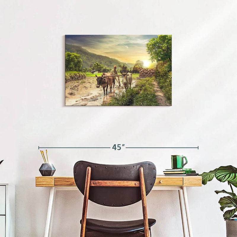 Brampt Farmer With Oxen, 20" H x 30" W