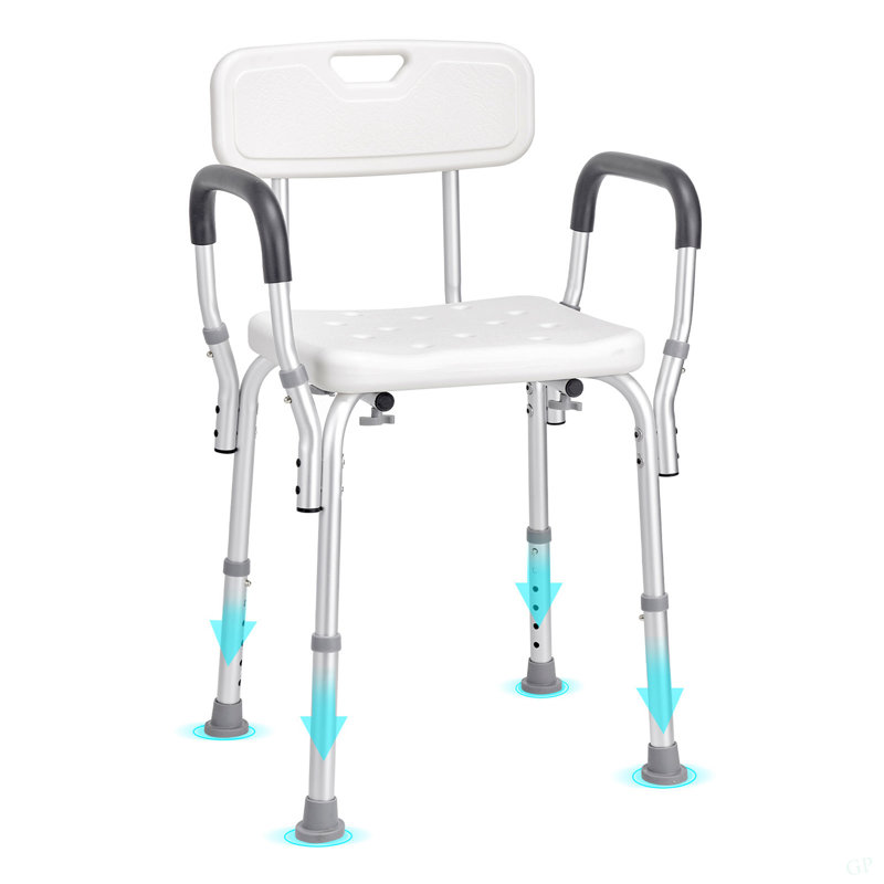Shower Chair, Shower Seat With Back, Adjustable Height Shower Stool, Shower Chair For Inside Shower Bathtub, Non-Slip Bathroom Bench Bath Chair For Elderly Disabled Handicap, 350 LBS Capacity