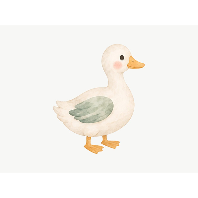 Farm Duck Wall Decal, Big Peel and Stick Nursery Wall Sticker, Satin Finish Removable Kids Room Wall Art, 20"W x 20"H (50 x 50 cm)