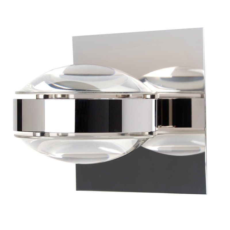 Optos Flush Mounted Sconce, Chrome, Clear/Clear