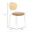 Charlotta Modern Wicker Dining Chair with Velvet Round Seat, Cane Rattan Back, and White Metal Legs – Mid-Century Boho Accent Side Chair-2083698789-2101938388