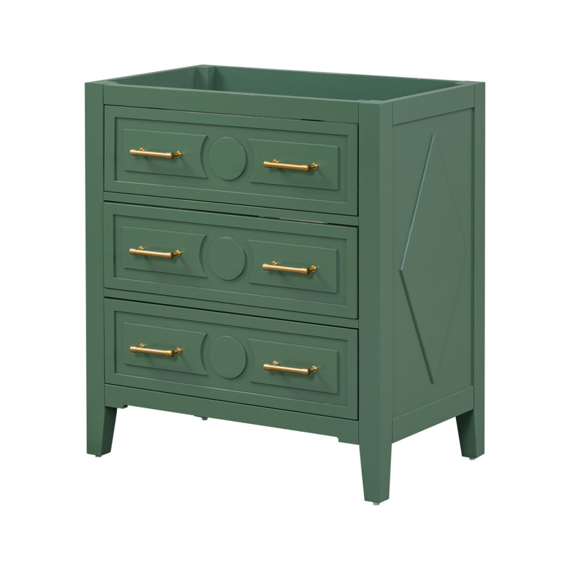 【Sink Not Included, Only Vanity Base Cabinet】30'' Bathroom Vanity Without Basin Sink, Free Standing Single Vanity With 3 Drawers, Solid Wood Frame Bathroom Storage Cabinet