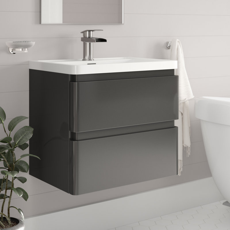 Bridge 600 mm Single Vanity, Gloss Grey