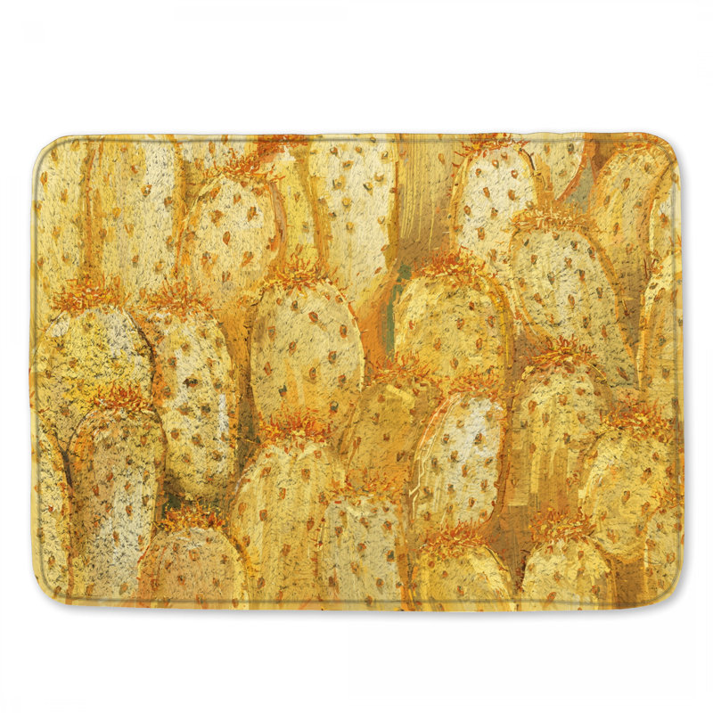 Tapis de bain Golden Cactus Illustration, L 24 po x L 17 po