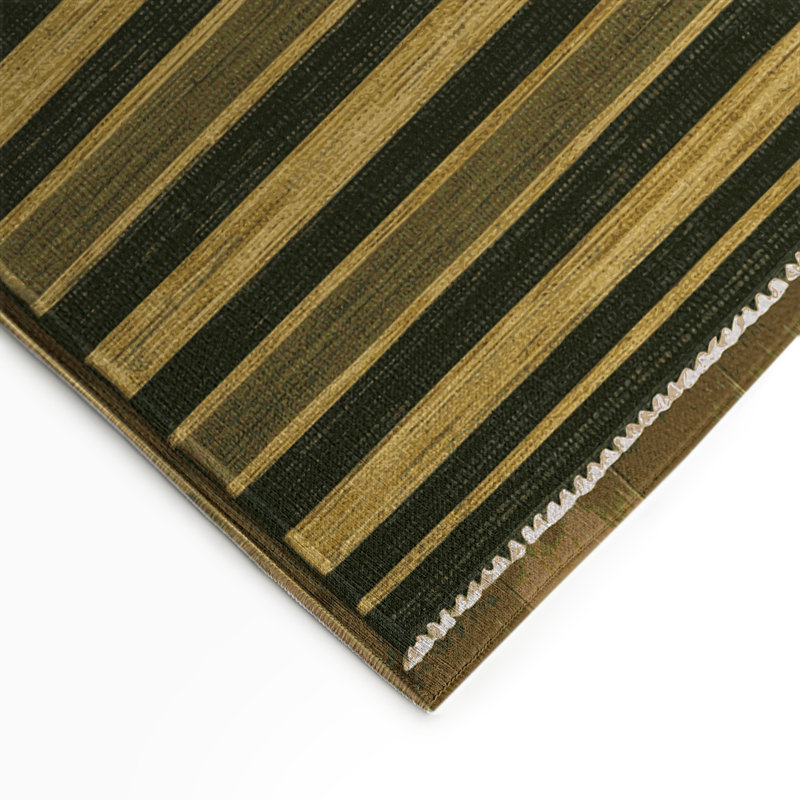 Tapis intérieur / extérieur brun HorizontalStripes, Rectangle 5 pi x 7 pi