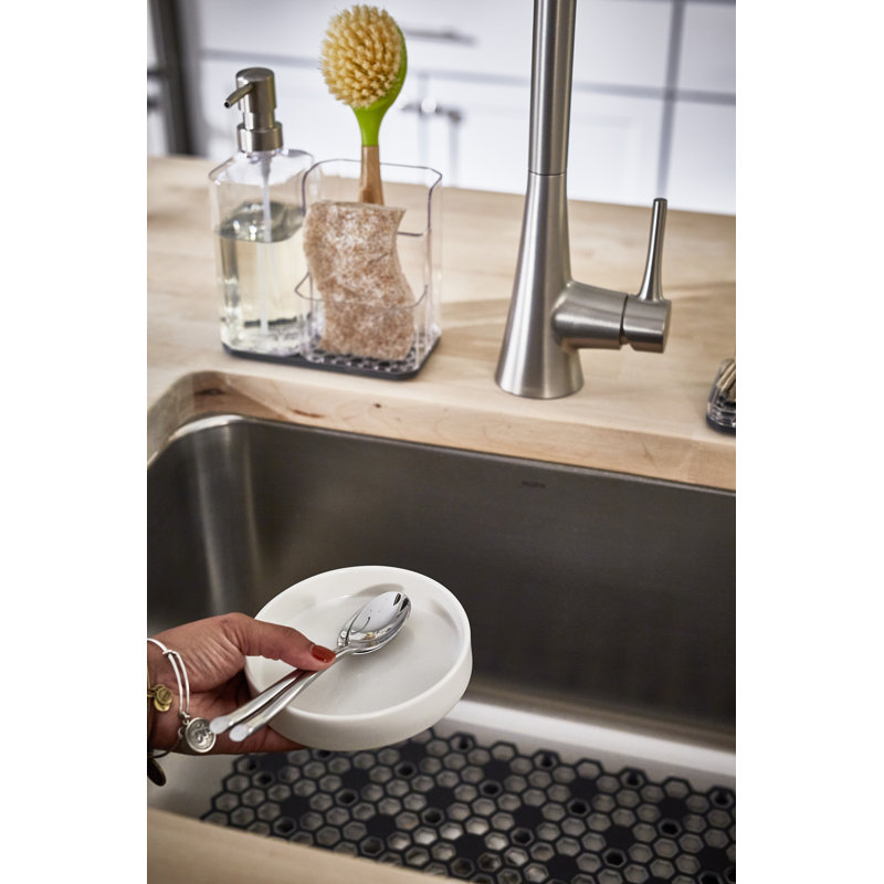 Hexa Clear and Gray Plastic Sink Mat with Raised Feet