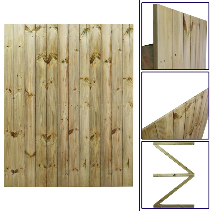 Natahsa Pressure Treated (Tanalised) Wood Gate, 180cm H x 120cm W x 4.6cm D