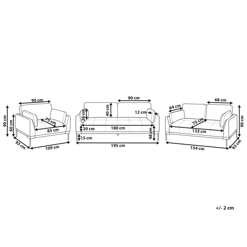 SKAVEN 3 - Piece Living Room Set, Light Beige Polyester