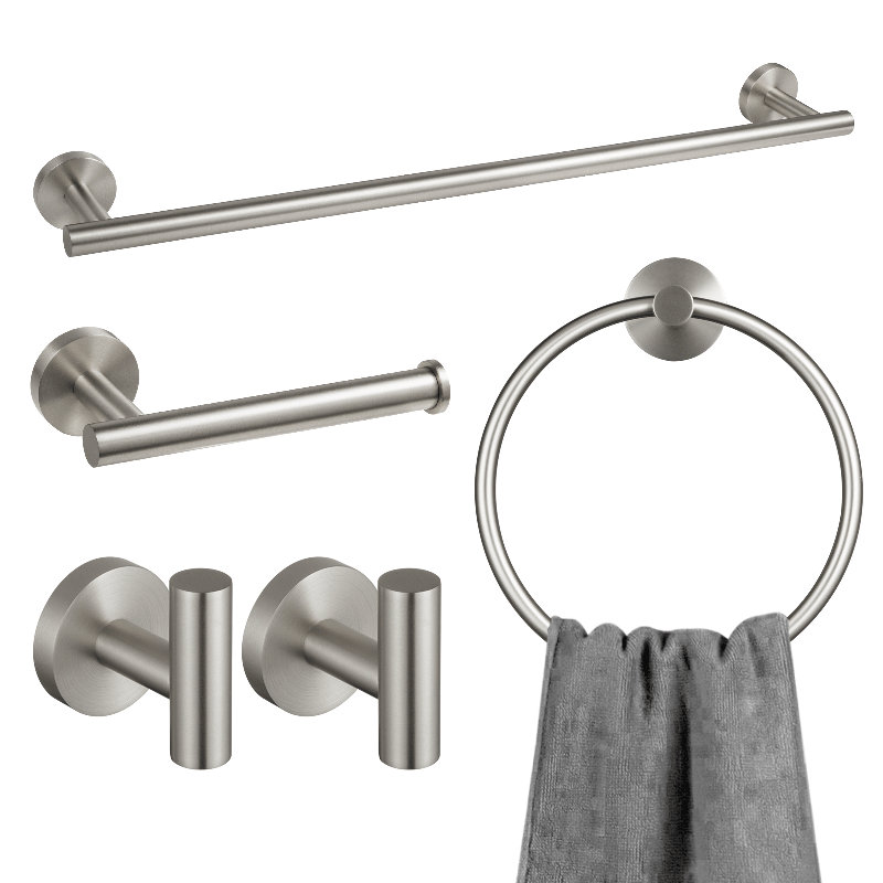 Ensemble de quincaillerie de salle de bain 5 pièces, Nickel brossé