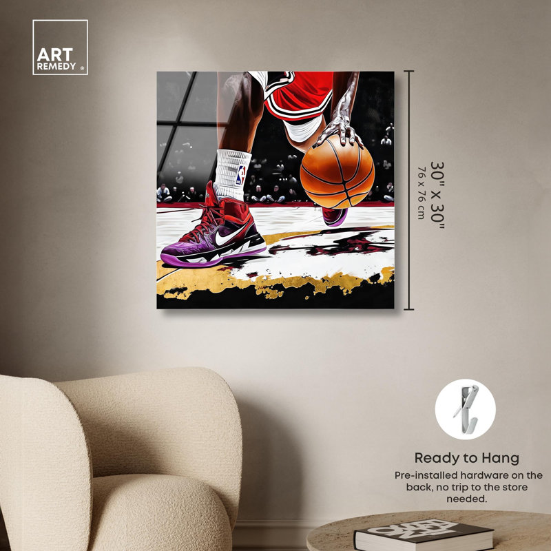 "Fired Up at the Court", impression sur toile par Art Remedy, H 30 po x l 30 po