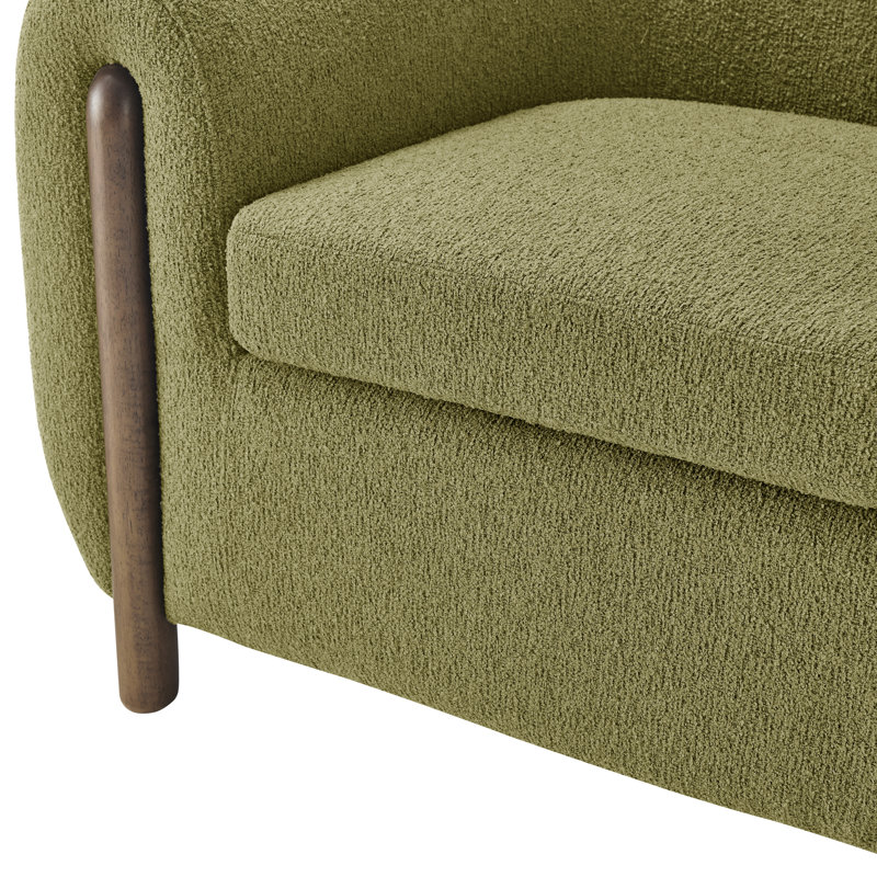 Leamon Fire-Resistant Upholstered Barrel Chair, 28" H x 38.5" W x 33" D, Palladian Green Fabric