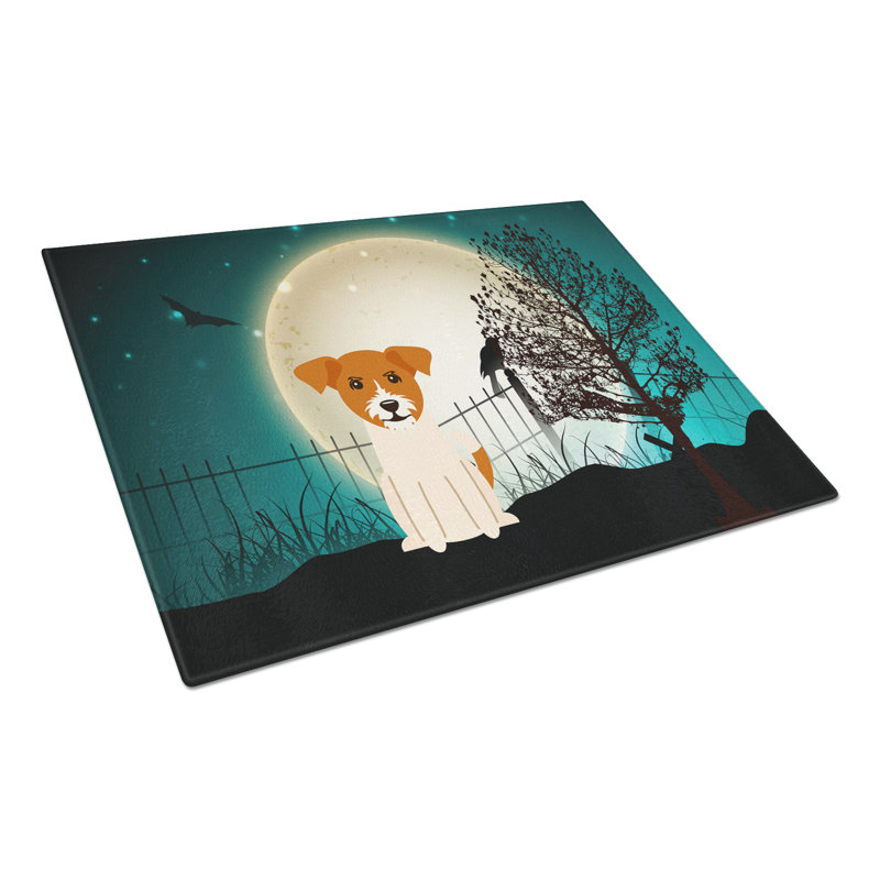 Planche à découper caroline en verre trésors d’olivier terrier Scary Halloween
