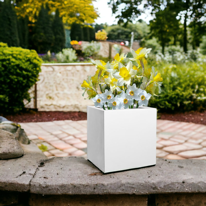 Eastvale Handmade Planter Box, White, 12" H x 12" W x 12" D