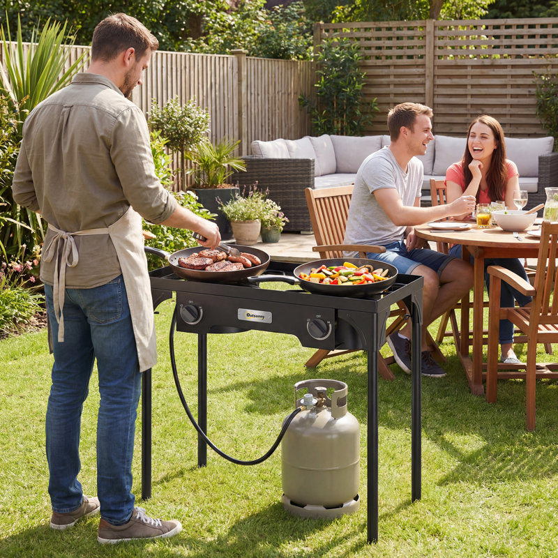 Outsunny 2 - Burner Portable, Freestanding 150000 BTU BTU Gas Grill