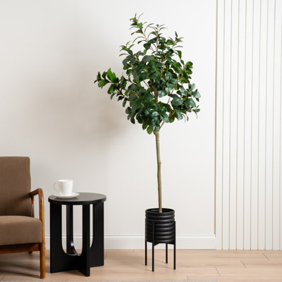 Ribbed Metal Planter on Stand