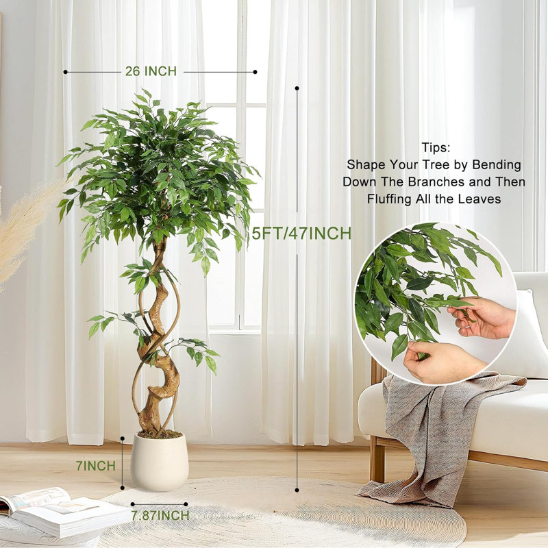 Ficus artificiel avec tronc courbé