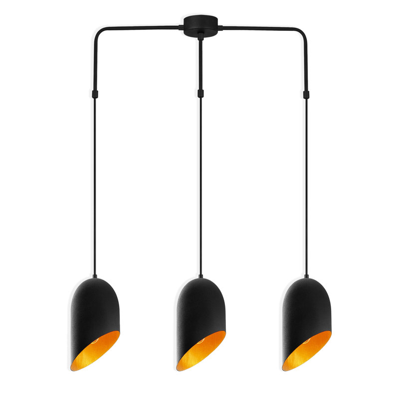Adjustable Height 3-Lights Metal Body Cluster Pendant