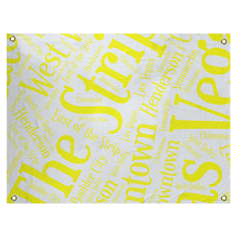 Tapisserie de polyester districts, art word, H 26 po x l 36 po, Bleu, Las Vegas
