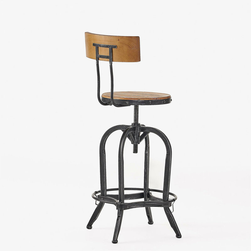 Adjustable Height Swivel Bar Stool, with Elm
