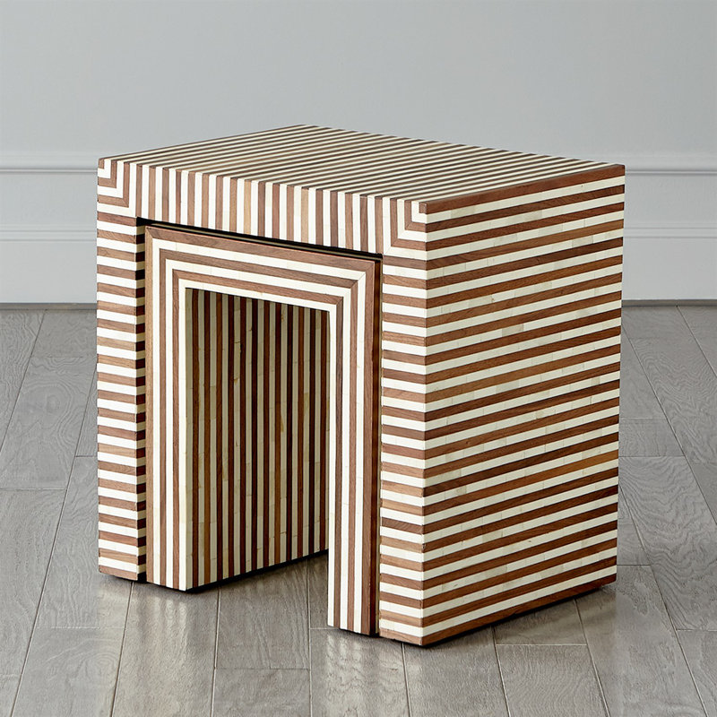 Sienna End Table-Walnut/Bone-Sm