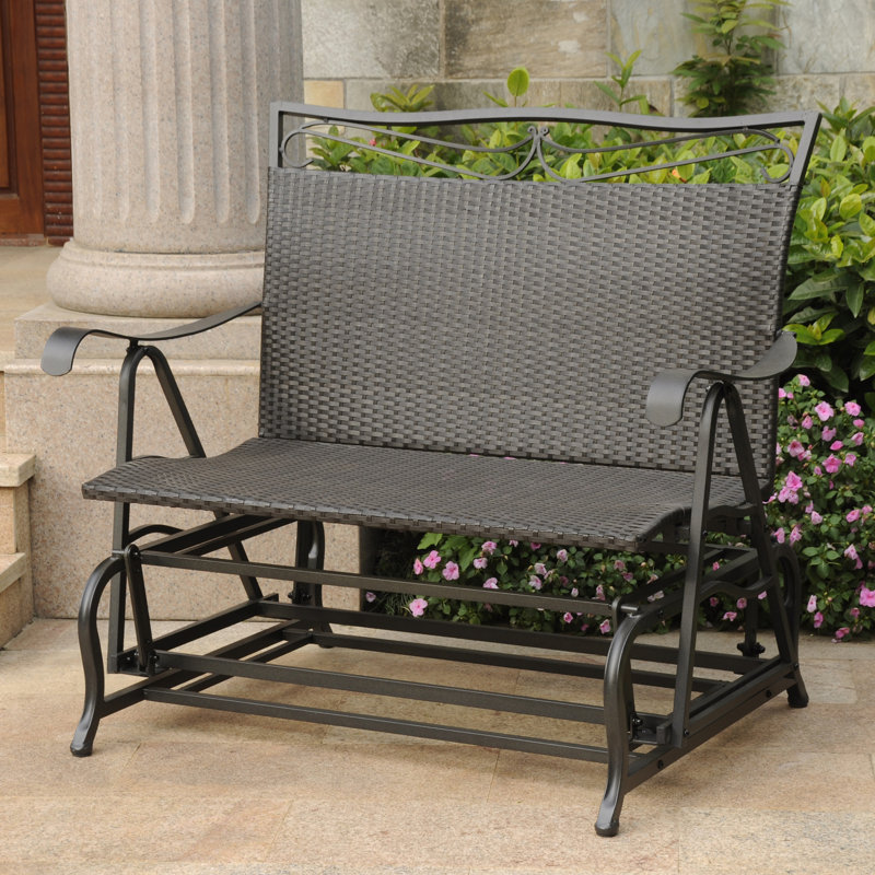 Banc d'extérieur coulissant en métal Arvi, Noir antique