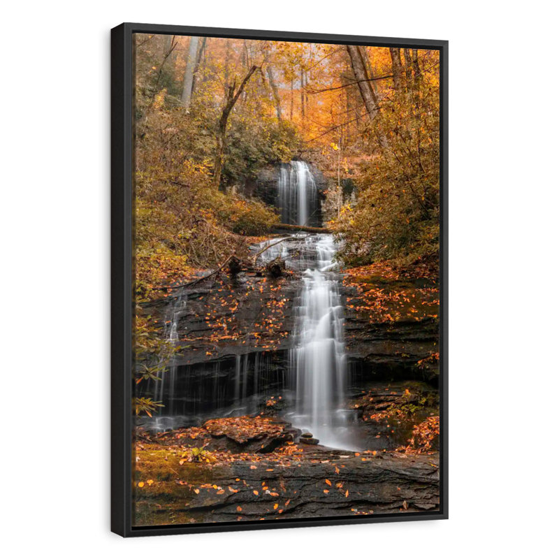 Autumn Minnehaha Waterfall, Floating Frame Black, 27" x 40"