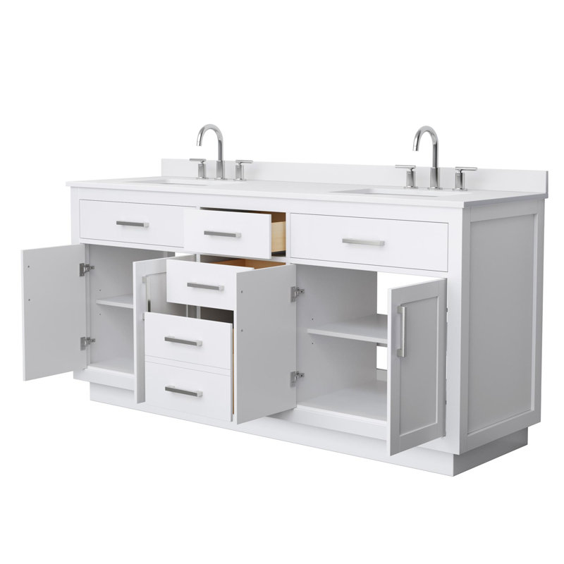 Ensemble de meuble-lavabo double 72 po Beckett, Blanc, Noir mat, Quartz Giotto