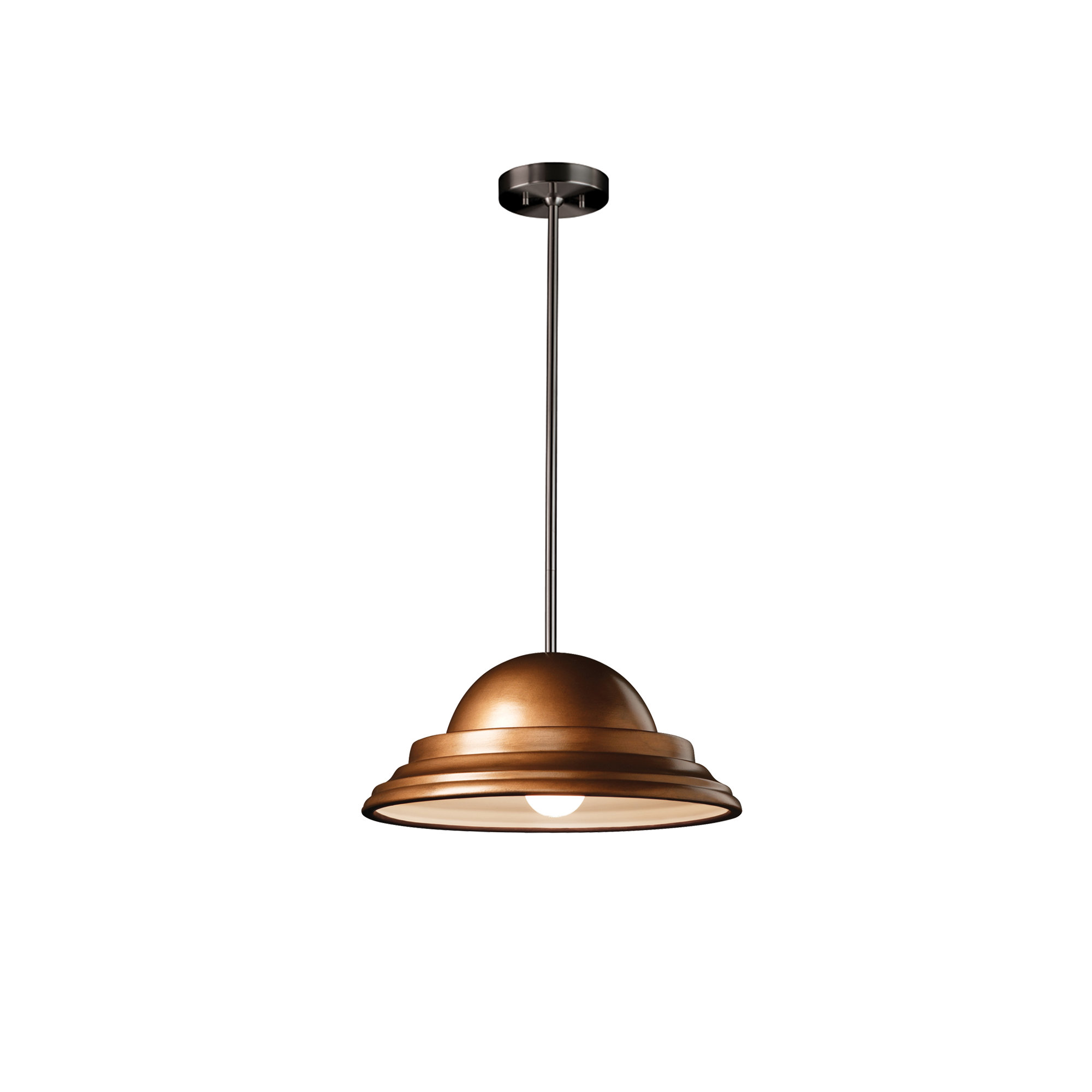 Leni Single Light Ceramic Dimmable Pendant, Brushed Nickel, No, Antique Copper