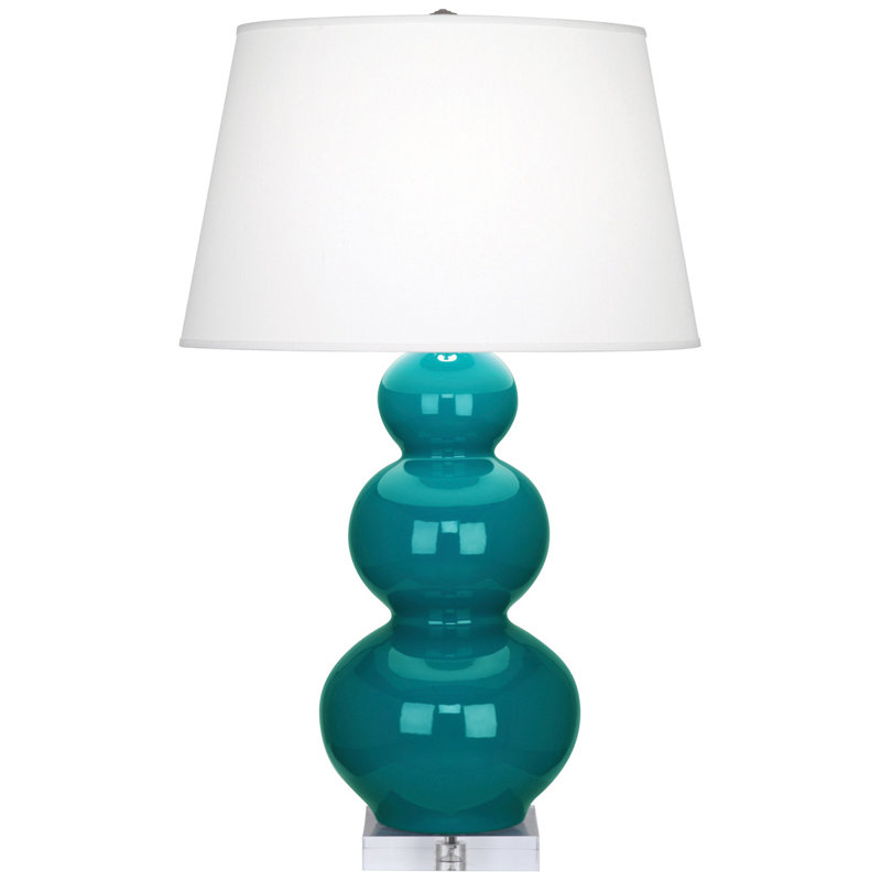 Lampe de table triple gourde, H 33 po x l 20 po x P 20 po, Lucite, Paon